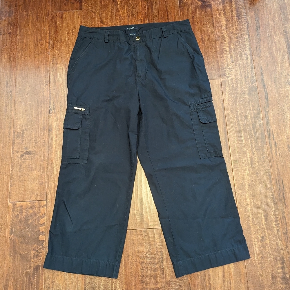 CHAPS Cotton Cropped Ankle Cargo Navy Blue Pants Women's 12
